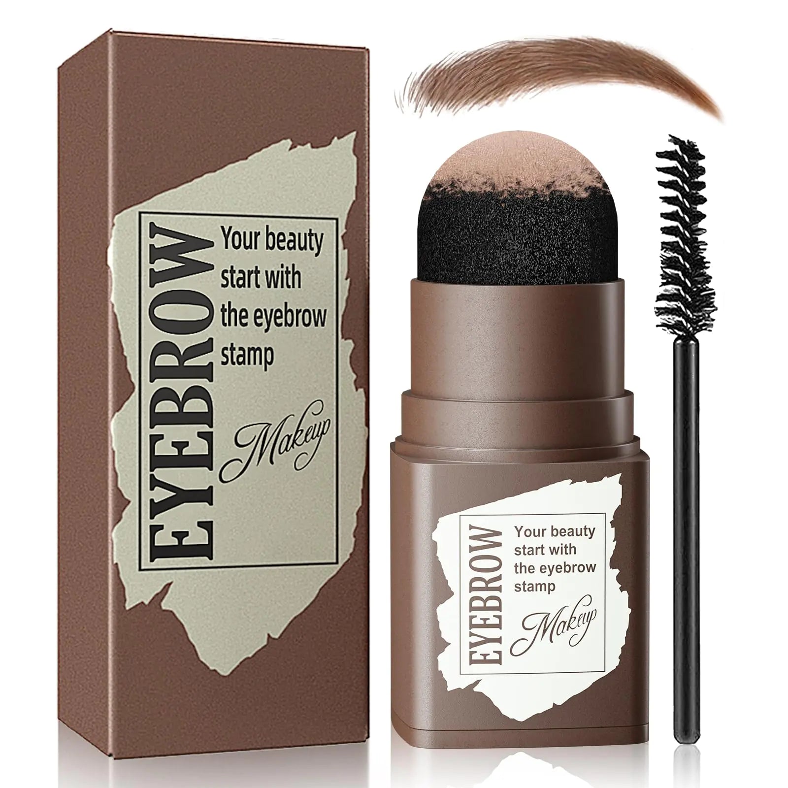 DODIDODI® - Eyebrow Stamp and Eyebrow Stencil Kit Eyebrow Powder with 24 Reusable Eyebrow Stencils Kit for Beginners to Natural Brow 1 Step Brow Stamp Kit Smudge-Proof & Long-lasting & Waterproof (Light Brown)